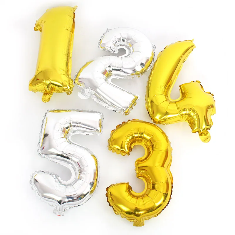 

16inch Number Foil Balloon 0-9 happy Birthday Party Globes Silver Gold Number Ballon Baby Shower Party Wedding Decoration