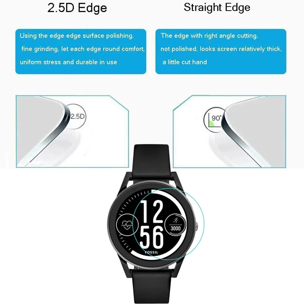 Полноэкранная Защитная пленка для часов Fossil Q Control из закаленного стекла с