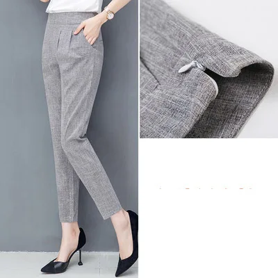 gray zipper Сезон: весна–лето новые модные женские туфли повседневные штаны-шаровары женский Винтаж плюс Размеры 4XL Брюки Женские однотонные леггинсы до лодыжки F59 - Цвет: gray zipper