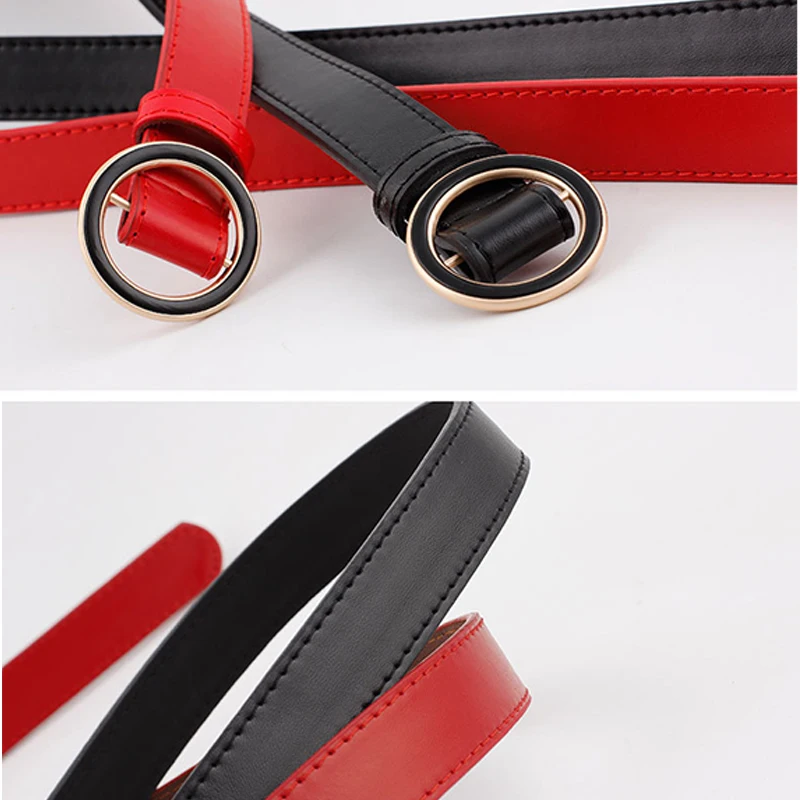 

New multi-color 2019 creative belt woman Fashion decoration ladies new round buckle black circle fashion casual belt Solid