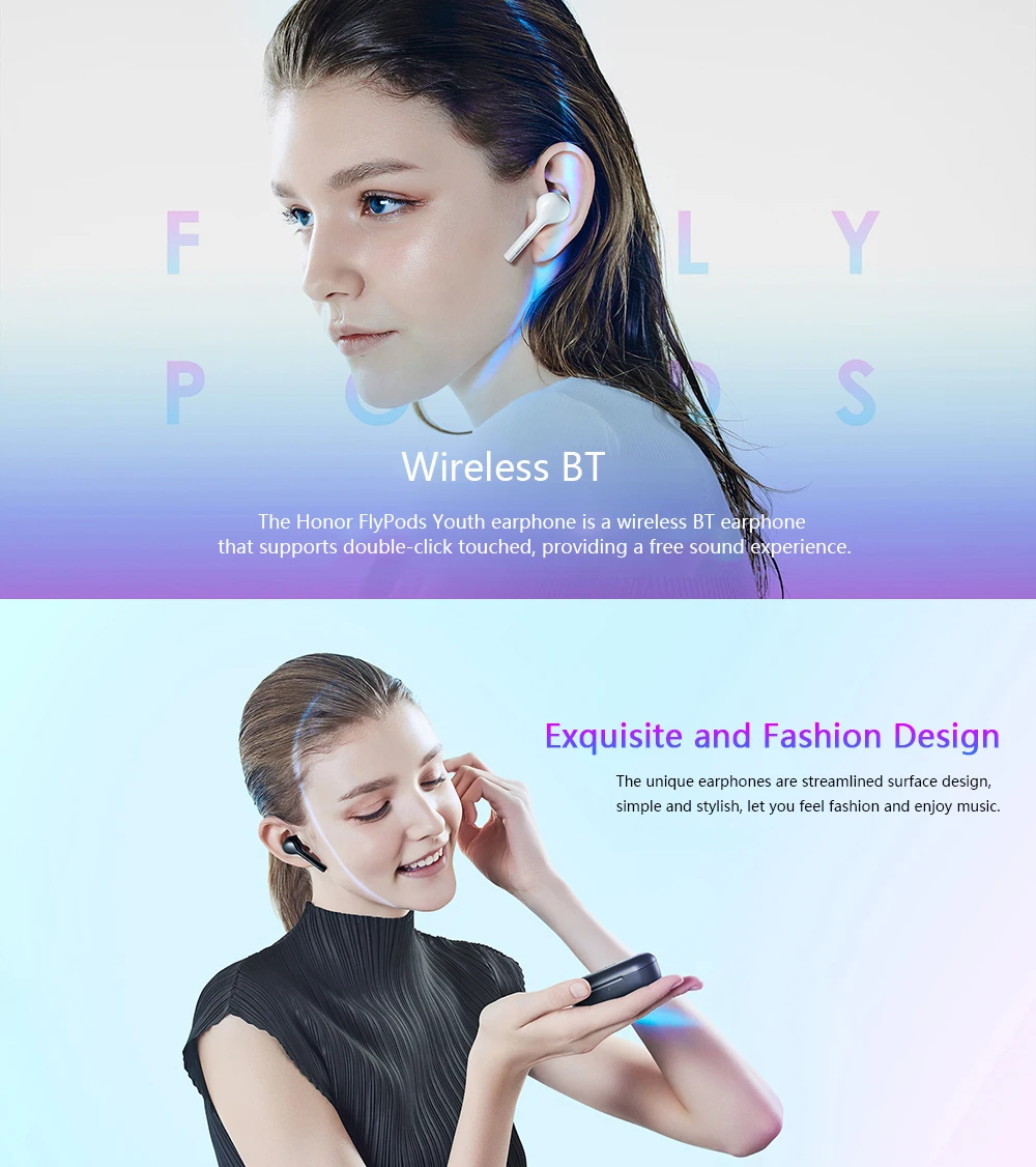 Honor FlyPods Молодежная версия беспроводные наушники Bluetooth 4,2 IP54 водонепроницаемые наушники Беспроводная зарядка музыкальные гарнитуры с микрофоном