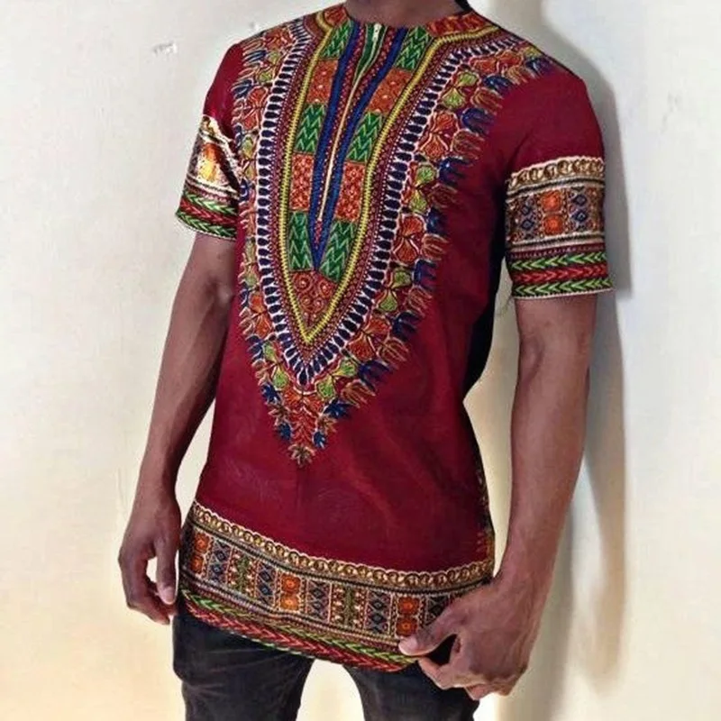 

2019 African Clothing Dashiki Clothing Promotion Limited Polyester Men's Short Sleeve T-shirt Printing Folk Style Men Clothes