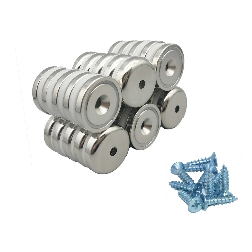 Heavy Duty Mounting Magnet Diameter 32mm 1.26&quot Pot with Countersunk Screw Hole Neodymium Permanent 70lbs Strong Holding|pot magnet|mounting