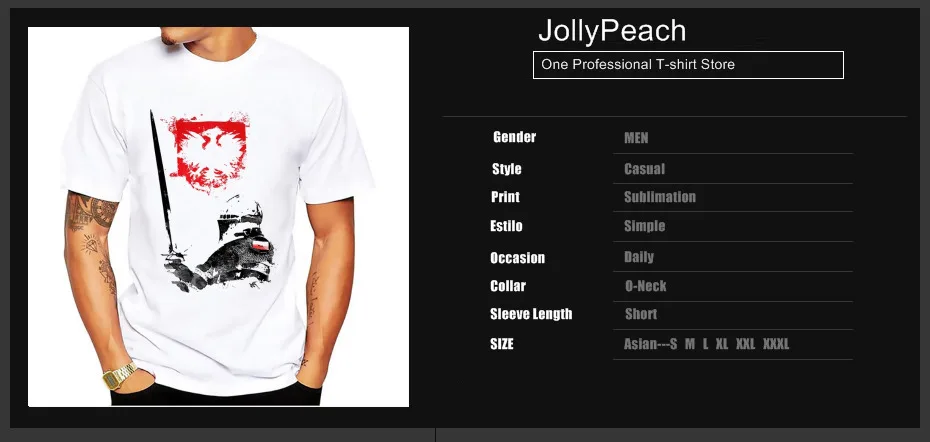 JOLLYPEACH бренд Польша гусарский художественный Рыцарь Футболка мужская летняя новая белая с коротким рукавом Повседневная homme крутая польская кавалерия футболка