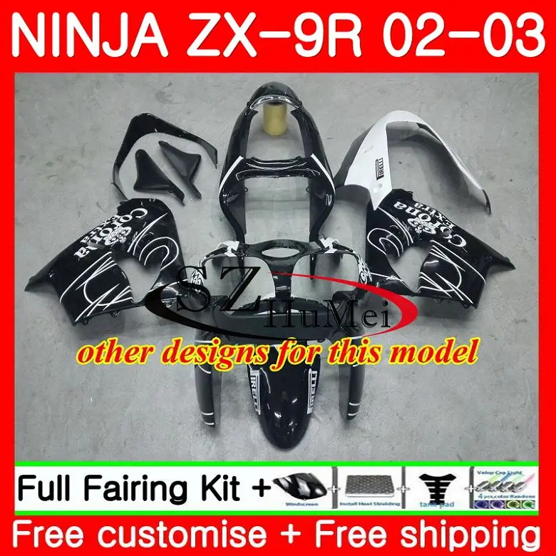 Корпус для KAWASAKI NINJA ZX-9R 02-03 ZX900 ZX 900 ZX9 R 17NO.1 900CC 9 ZX9R 02 03 9R 2002 2003 комплект обтекателей