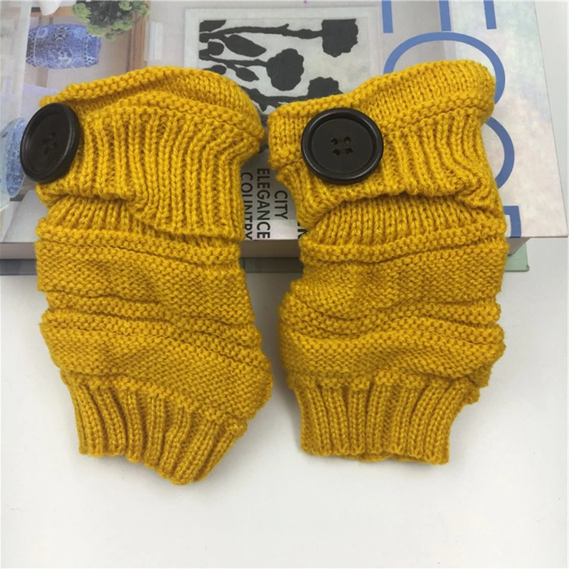 Женские зимние перчатки без пальцев вязаная шерстяная тёплая варежки модные для