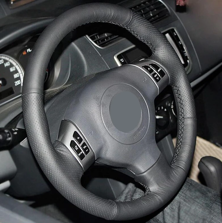 Черный кожаный сшитый вручную чехол рулевого колеса автомобиля для Suzuki SX4 Alto старый Свифт Opel Agila