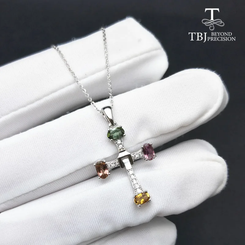 Женское Ожерелье с разноцветными драгоценными камнями TBJ украшение натуральным