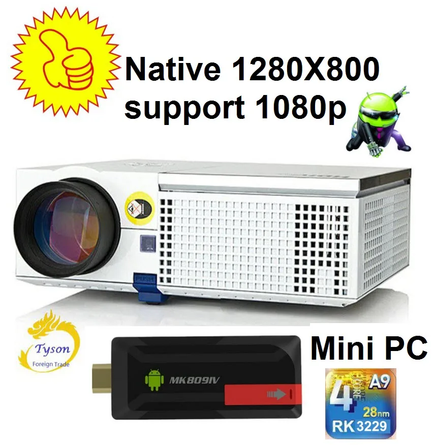 ViEYiNG LED projector HD with WIFI Mini PC Support 1920x1080 Home theater projector Android Proyector Pk led96 wifi M5 projetor