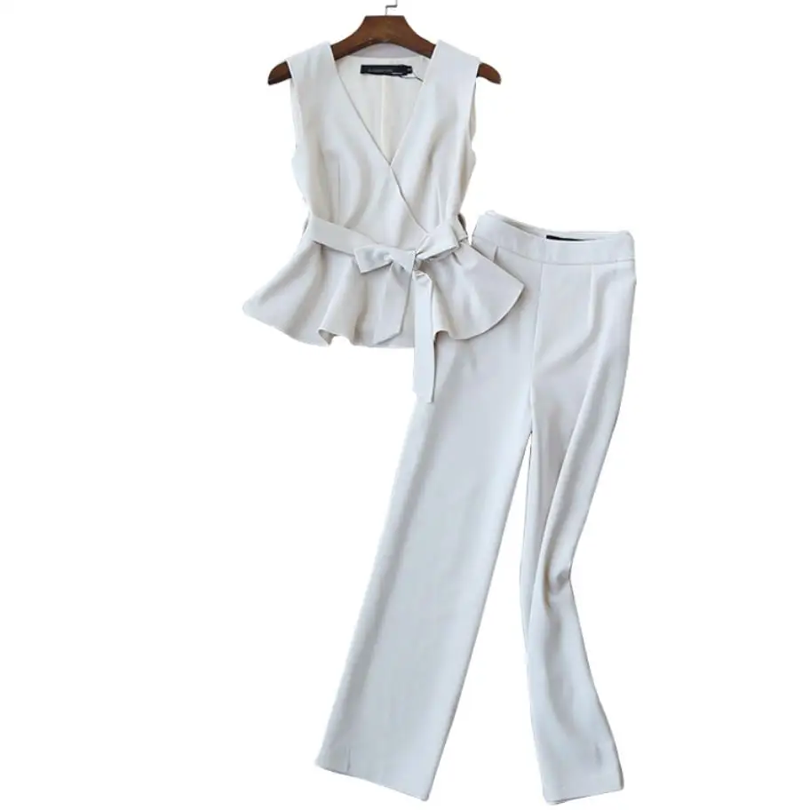 Женский Повседневный костюм из двух предметов Свободный жилет без рукавов с