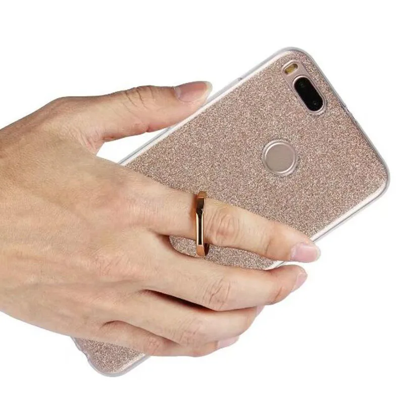 Cover Phone Case For Xiaomi Mi 5X MI5X 5.5&quot TPU Gel Silicone Protection Transparent Shell Flash Glitter Powder Finger Ring Stent |