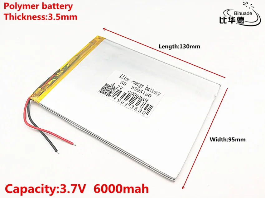 Good Qulity large capacity 3.7V 3595130 6000 mah each tablet universal rechargeable lithium batteries