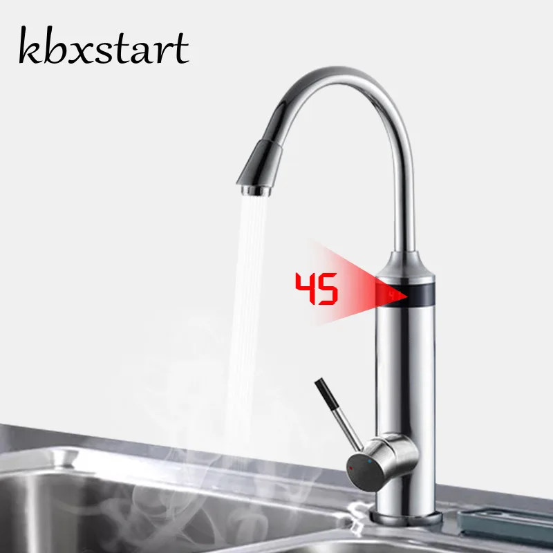 Kbxstart нержавеющая сталь кухня Отопление коснитесь мгновенный Электрический водонагреватель 360 градусов вращения Led кран 3000 Вт с ЕС Plug