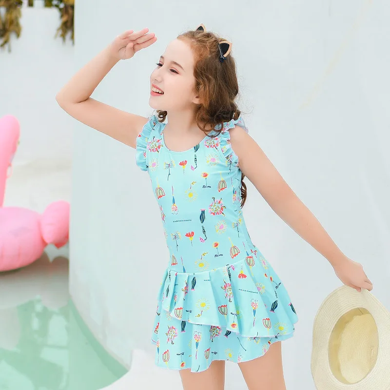 Детский комплект бикини с высокой талией для принцессы цельная купальная одежда