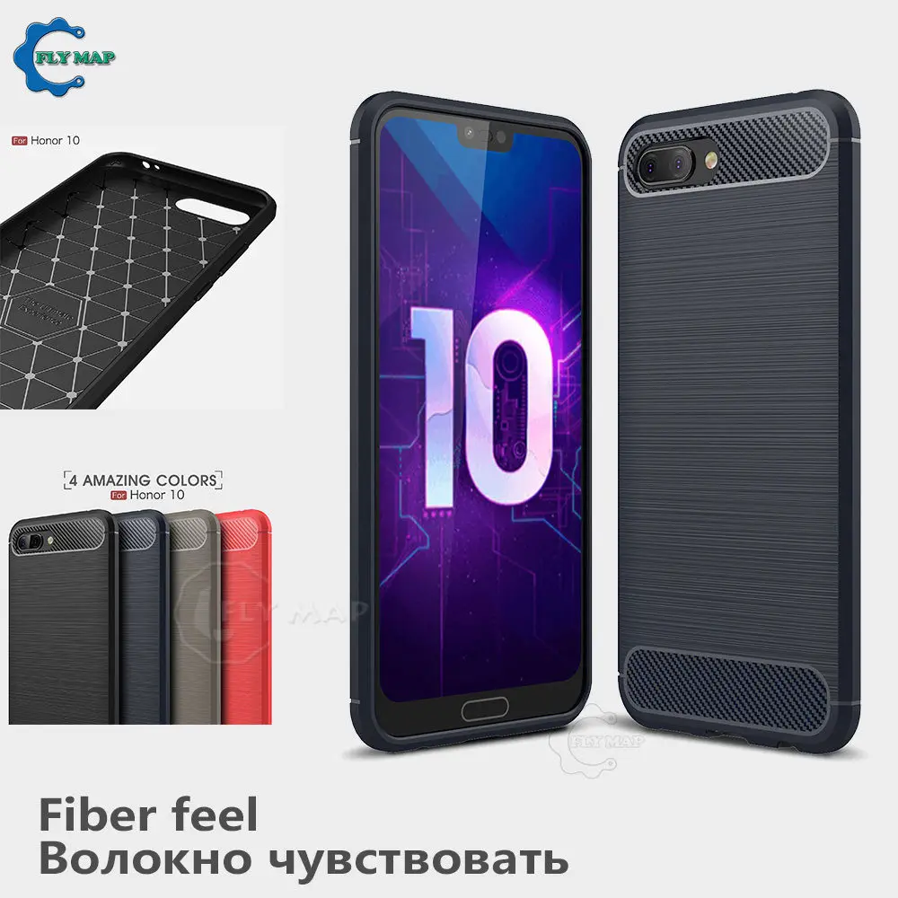 Силиконовый мягкий чехол для Huawei Honor 10 COL-L29 COL-TL00 TPU из углеродного волокна