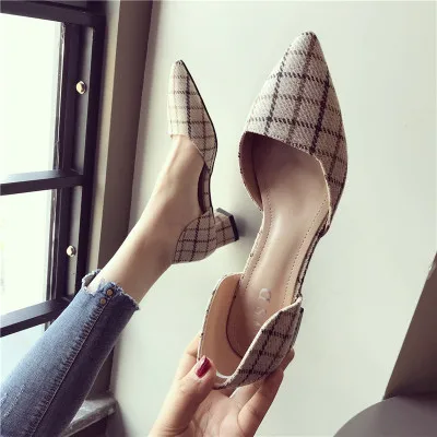 2019 г. Новые летние тонкие туфли с острым носком на низком каблуке модная женская