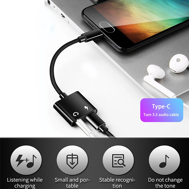 Адаптер типа C для наушников 3 5 мм Aux Audio Samsung S10 Huawei P30 Pro Play Music And Charge Adapter Xiaomi 8