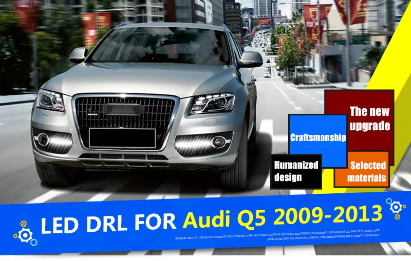 2 шт./компл. стайлинга автомобилей DRL ABS передний бампер автомобиля дневные ходовые огни светильник тумана светильник Чехлы для мангала лампа маски подходят для Audi Q5 2009-2013