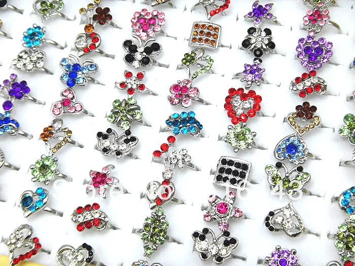 Большие скидки 50 шт. чешские Стразы Модные посеребренные Регулируемые женские