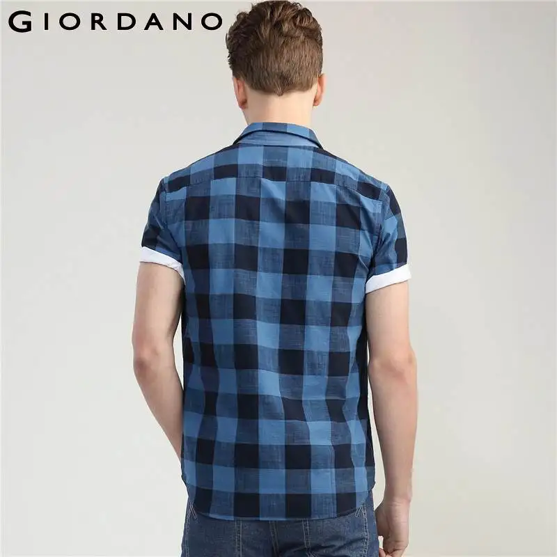 Dordano мужская рубашка короткий рукав отложной воротник в клетку изогнутая Shirtail