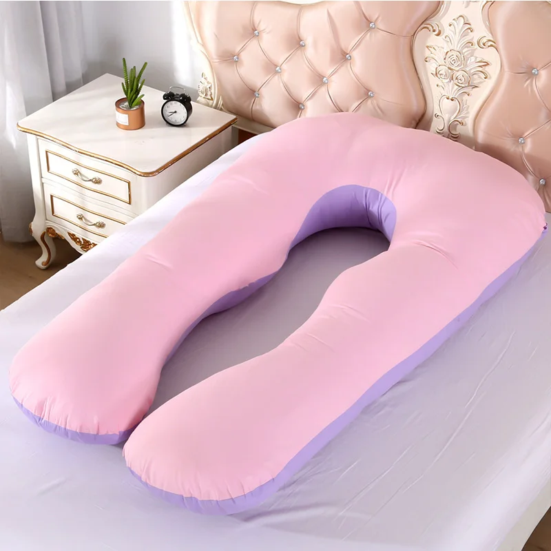 Pink Purple 120*65 см, Подушка для беременных, для женщин, для сна, поддерживающая тело, хлопковая наволочка, u-образная Подушка для беременных, для беременных, для сна, постельные принадлежности - Цвет: Pink Purple