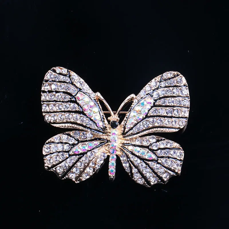 Новые женские броши в форме бабочки золотого цвета Стразы булавки для костюма
