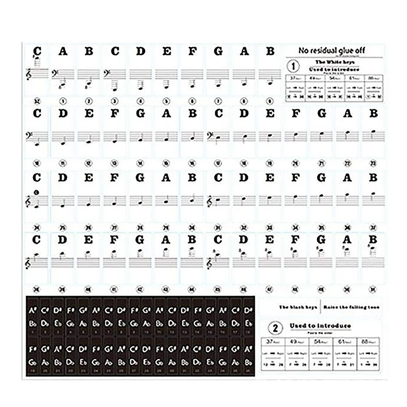 88 клавиш 61 Ключ 54 ключа прозрачная в форме рояля наклейки на клавиатуру