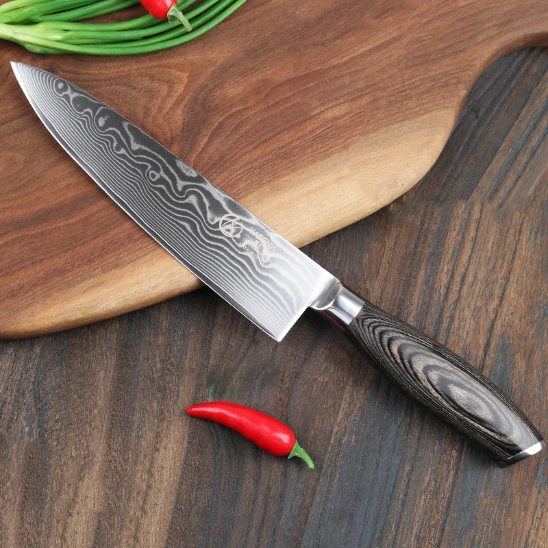 YARENH " дюймов шеф-повар ножи японский Дамасская сталь Santoku кухонные ножи Sharp Кливер ножи для нарезки подарок Ножи