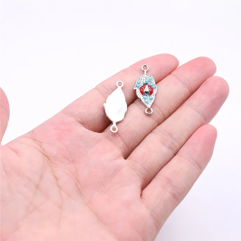 21 10pcs LadybugLeaf Все Оптовые несколько голубого озера акриловые пятна шармы-соединители для самостоятельного изготовления ювелирных изделий Браслеты аксессуары заводская цена - Цвет: 21 10pcs LadybugLeaf