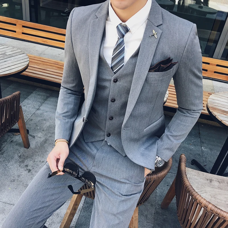 new Suits Han edition cultivate morality suit men's suits white-collar work clothes dress the stylist three-piece SJT57 - P300