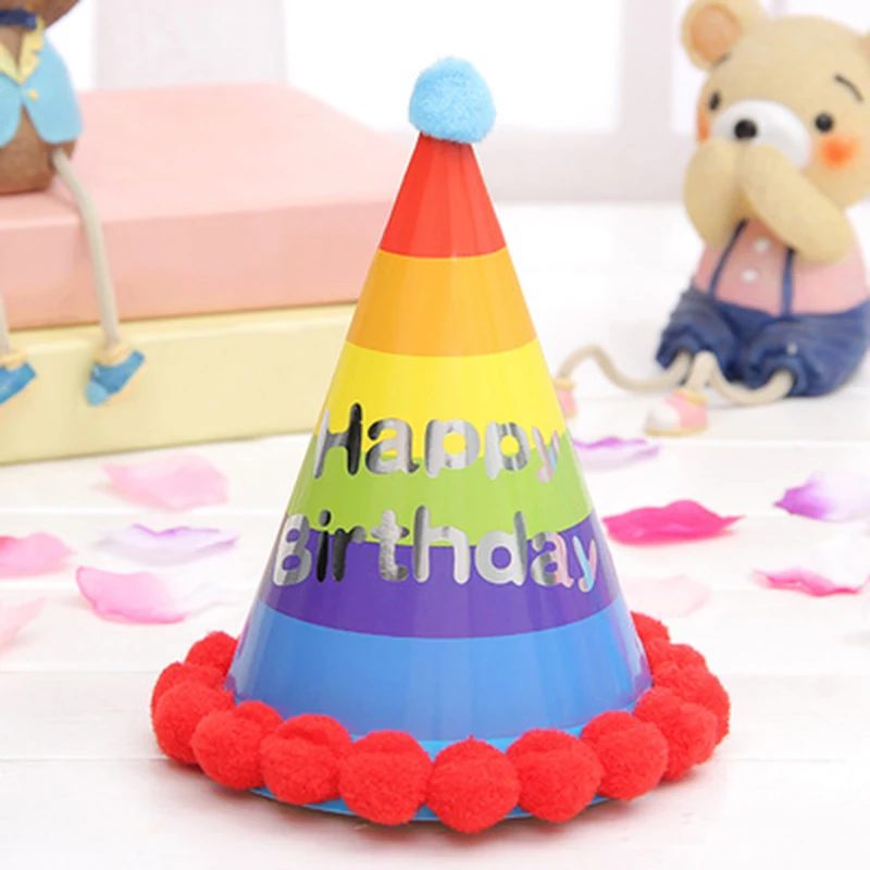 Children Adults Birthday Cap Kids Party Fuzzy Ball Hats Decor | Детская одежда и обувь