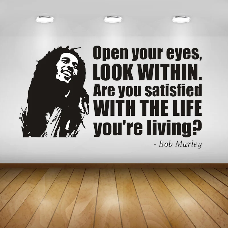 Боб Марли лицо и цитата виниловая наклейка на стену художественная фраза