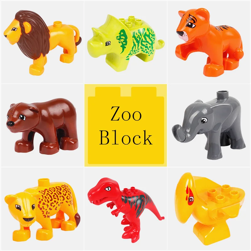 Игрушка для детей "Большая фигурка животных: слон, лев, лошадь" для обучения, совместимая с Legoe Duplo.