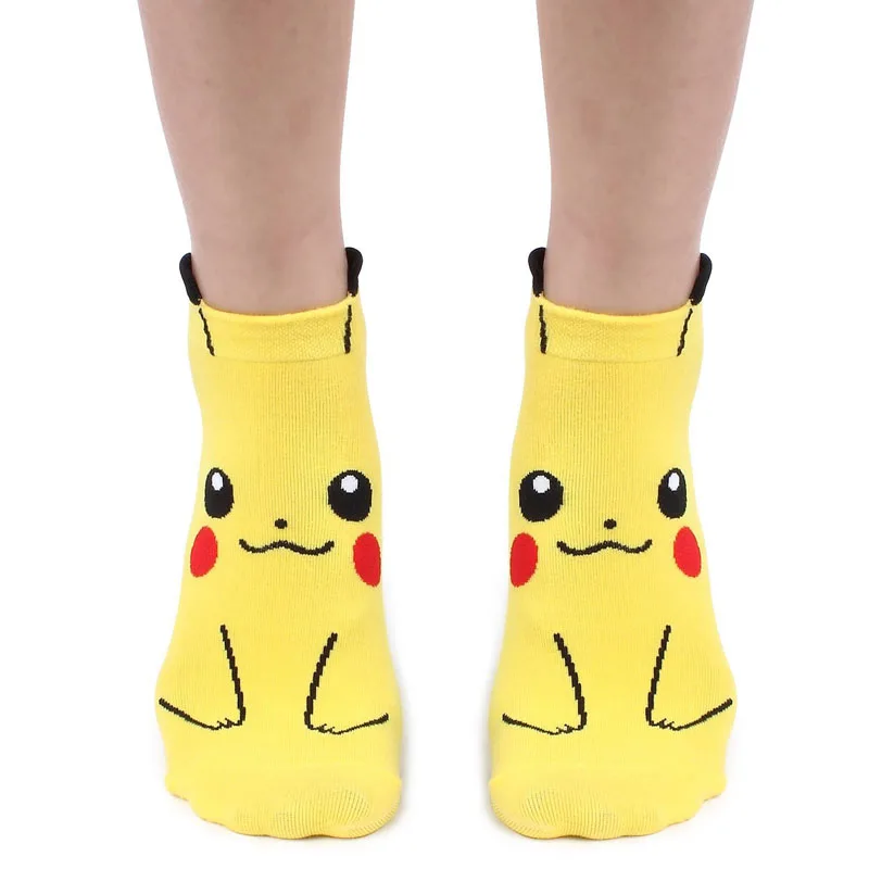 Носки с покемонами Calcetines Tobilleros Mujer Pokemon Animal Print Kawaii Divertidos Хлопковые женские носки