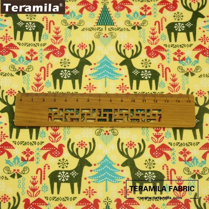 Teramila Cotton Linen Fabric Classical Light Yellow Quilting Sewing Pillow Curtain Printed Christmas Series Home Textile | Дом и сад