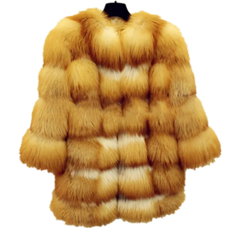 Высококачественное блестящее Женское пальто с натуральным лисьим мехом модная