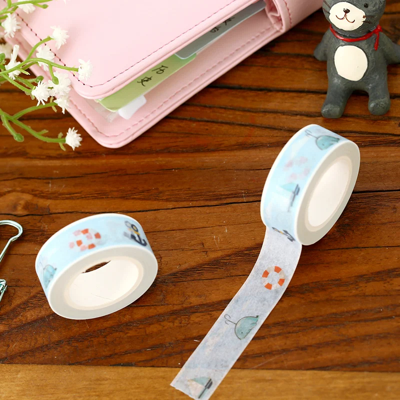 

Бумажная лента Blue Ocean Washi, наклейки для скрапбукинга, Маскировочная лента, декоративные ленты для рукоделия