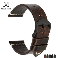 maikes watch accessories simple genuine leather changeable color watch strap steel buckle 22mm 24mm watch band thin bracelets
