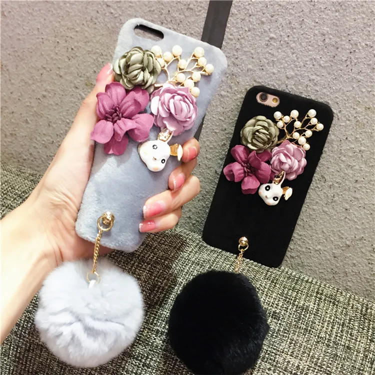 LaMaDiaa теплый плюшевый Меховой чехол для iPhone 11 Pro MAX 6 6s 7 8 Plus милый девчачий цветок мягкий чехол на заднюю панель телефона для iPhone X XR Xs Max