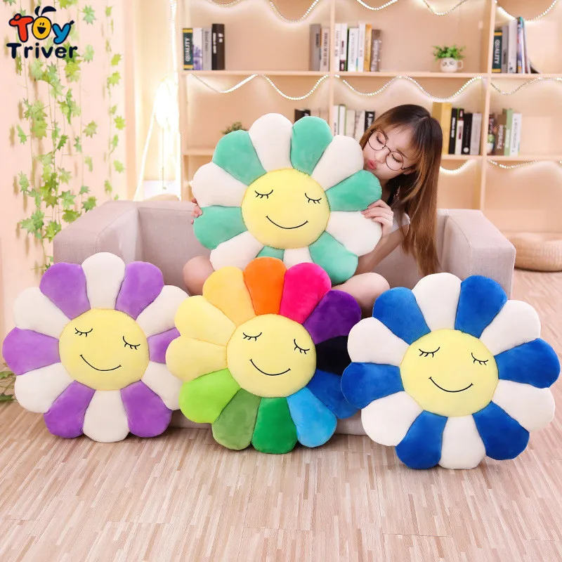 Плюшевая игрушка в виде подсолнуха Smile Sun Flower мягкая кукла кошка Подушка для