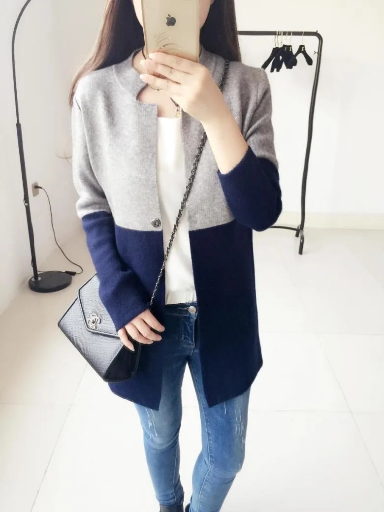 S-L Fashion Spring Autumnn female Korea Cardigan women jacket sweater coat color in long cardigan |