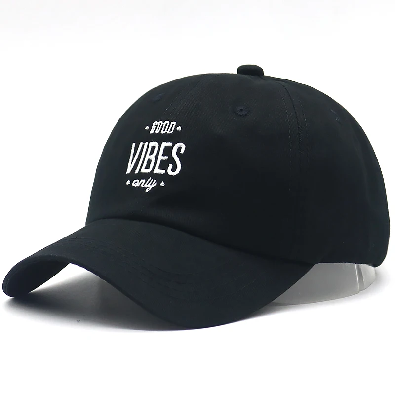 Новая мода, летняя бейсболка GOOD VIBES ONLY шляпа c вышивкой, для отца хлопок Регулируемая Повседневная Шапки, спортивные костюмы в стиле «хип-хоп» шляпы в стиле "унисекс"