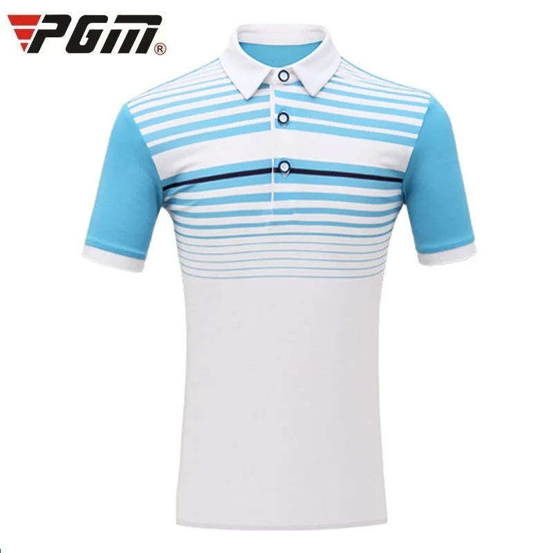 

2020 Pgm Boys Short Sleeved Golf T-Shirt Children Quick-dry Summer Breathable Shirts Striped Anti-Sweat Tops For Boys AA51873