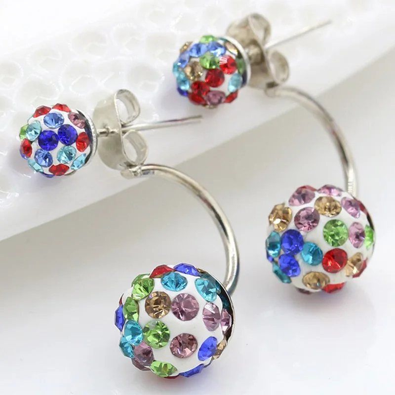 Стразы Двухсторонние серьги-гвоздики в форме Шамбала для женщин серьги из