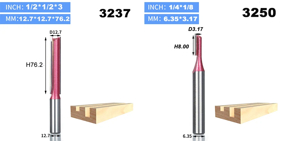 HUHAO 1pcs 1/4" 1/2"Shank Industrial Grade straight bit Woodworking Tools Router Bit for Wood Tungsten endmill milling cutter