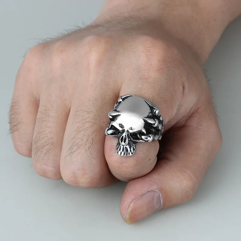 Новая мода Нержавеющая сталь кольца с черепом для Для мужчин серебро Цвет