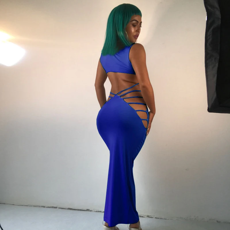 Женское винтажное платье с неоновым узором в обтяжку открытой спиной длинное