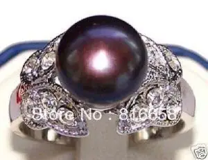 

mysterious classical 8-9mm true south sea black pearl ring size 6 7 8 9