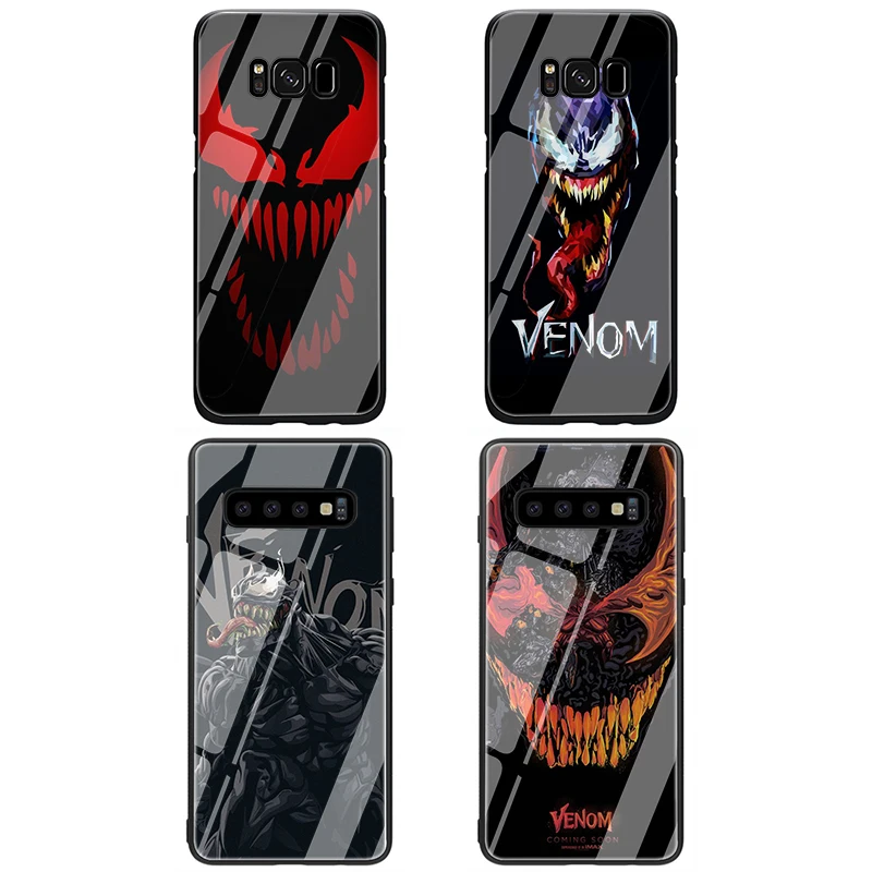 Venom закаленное Стекло мягкий чехол для телефона для samsung Galaxy S7 край S8 S9 S10 Note 8, 9, 10, плюс A10 A20 A30 A40 A50 A60 A70