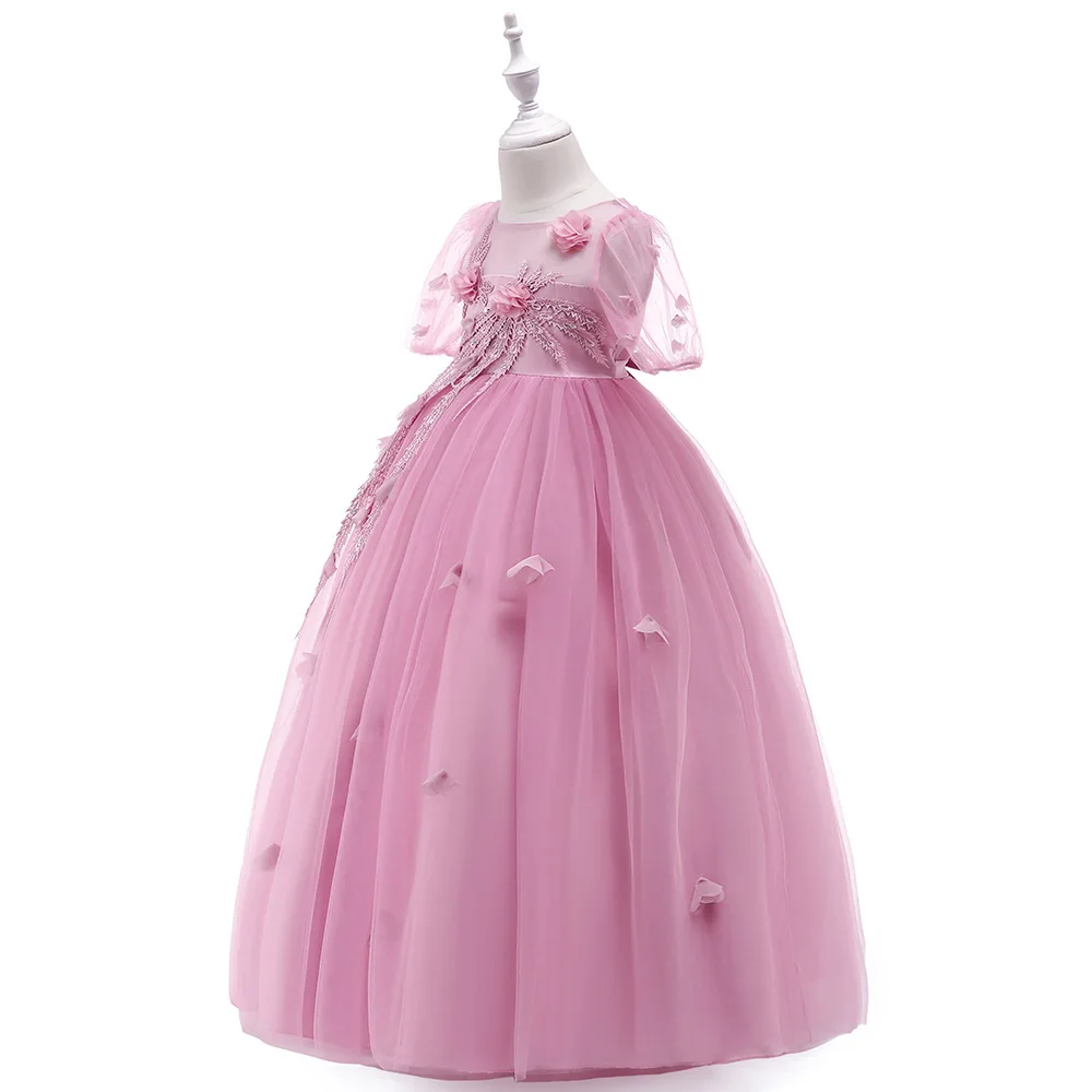 Fashion Baby Girls Dresses Children Lace Sleeves Long Maxi Tulle Evening Party Dress Formal Clothing | Детская одежда и обувь